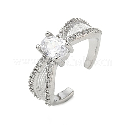 Messing Micro Pave Zirkonia Manschette offene Ringe&nbsp;RJEW-C163-06P