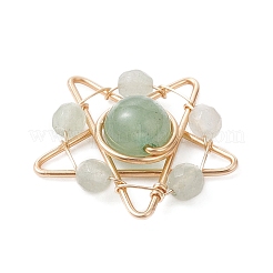 Pendentifs enveloppés de fil de cuivre d'aventurine verte naturelle&nbsp;PALLOY-TA00368-04