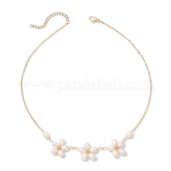 Collier à maillons floraux en laiton&nbsp;NJEW-TA00196