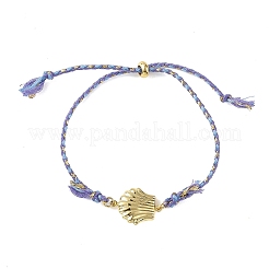 Bracelet coulissant ajustable en cordon métallique tressé en polycoton et acier inoxydable 304&nbsp;BJEW-JB14245-02