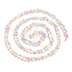 Facettiertes Rondellglas und runde Perlenketten aus Edelstahl 304&nbsp;CHS-G026-01KCG-03