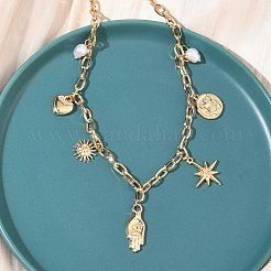 Halskette mit Hamsa-Hand-&nbsp;NJEW-B151-02G