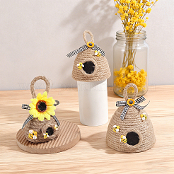 3 pièce de décoration suspendue en forme de ruche de tournesol en corde de laine de 3 couleurs&nbsp;HJEW-GA0001-63