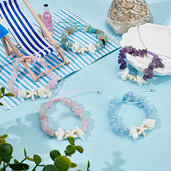 8 pulsera de cuentas trenzadas con chips de piedras preciosas naturales de 4 estilos&nbsp;BJEW-MA00001