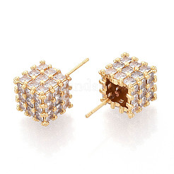 Messing Micro Pave klare Zirkonia Ohrstecker&nbsp;EJEW-N061-02G
