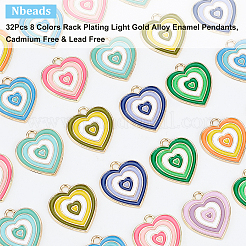 32pcs 8 couleurs rack placage pendentifs en émail en alliage d'or clair&nbsp;ENAM-NB0001-86