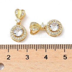 Ottone pavé zirconi cubici trasparenti piatti rotondi con pendenti a cuore&nbsp;KK-Q068-18G