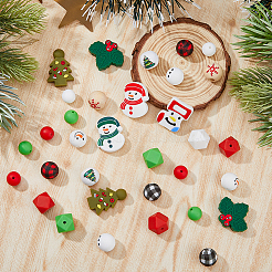 43 Stück Silikonperlen und Holzperlen in 17 Stilen mit Weihnachtsmotiven&nbsp;SIL-HY0001-24