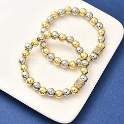 Stretch-Armbänder aus Messing mit Mikropflaster und Zirkonia-Perlen für Frauen und Männer&nbsp;BJEW-H201-01A-GP