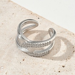 Messing Micro Pave Zirkonia Manschette offene Ringe&nbsp;RJEW-C163-15P