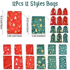 12 Stück 12 Stile Heißprägung Weihnachtssamt Aufbewahrungsbeutel&nbsp;ABAG-FS0001-02