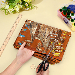 Tissu brocart en polyester à motif de maisons chinoises pour vêtements et décoration intérieure&nbsp;DIY-MA0001-98B