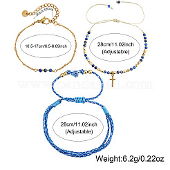 Set di 3 bracciale intrecciato regolabile con perline di lapislazzuli naturale&nbsp;IL6512-3