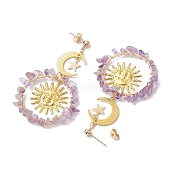 Clous d'oreilles en améthyste naturelle vintage&nbsp;EJEW-JE05807-05