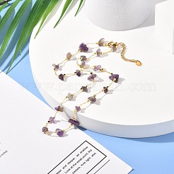 Natürliche Amethyst-Chip-Perlenkette für Mädchenfrauen&nbsp;NJEW-JN03708-01