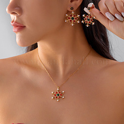 Conjunto de collar y pendientes con colgante de copo de nieve de aleación con rhinestone para mujer&nbsp;FS-WGDD9A4-03