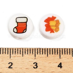 Weihnachtsmotiv bedruckte undurchsichtige Acrylperlen&nbsp;OACR-R004-01O