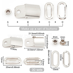 30 ensemble de kits de réglage de casquette à visière en acier inoxydable&nbsp;FIND-BC0004-67P