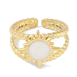 Ionenplattierung (IP) 304 Edelstahl Emaille Manschette Fingerringe&nbsp;RJEW-L107-081G-01