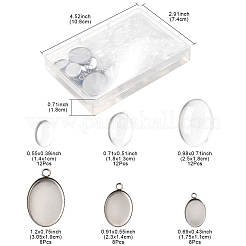 DIY ovale Anhänger-Bausätze aus Edelstahl 304&nbsp;DIY-FS0008-29