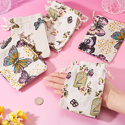 15 Stück 3 Stile Schmetterling bedruckt Polycotton (Polyester-Baumwolle) Verpackungsbeutel Kordelzugbeutel&nbsp;ABAG-TA0002-14