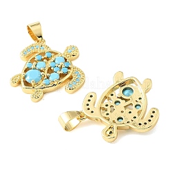 Pendentifs en laiton micro pavé de zircons cubiques bleu ciel&nbsp;CU-CBA6938-05G-02