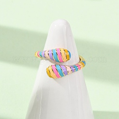 Offene Manschettenringe aus Messing und Emaille für Damen&nbsp;RJEW-A098-01G-05