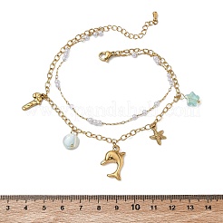 Sommerliche Strand-Fußkettchen aus Edelstahl 304&nbsp;AJEW-K054-06G