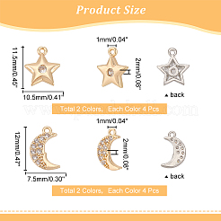 16 pz 4 micro pavé di ottone stile ciondoli con zirconi trasparenti&nbsp;KK-AR0002-76