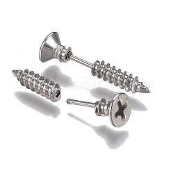 PVD-Vakuumbeschichtung 304 Edelstahl Unisex Punk Hip-Hop Rock Nagelform Schraube durchbohrte Ohrstecker&nbsp;EJEW-F261-01A
