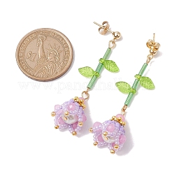 Boucles d'oreilles pendantes en jade naturel malaisien teint&nbsp;EJEW-MZ00125-02