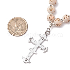 Croix en alliage émaillé avec décoration de pendentifs en strass&nbsp;HJEW-JM02998