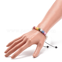 Bracciale da donna con perline intrecciate rotonde in magnesite e pietre miste&nbsp;BJEW-JB08384-01