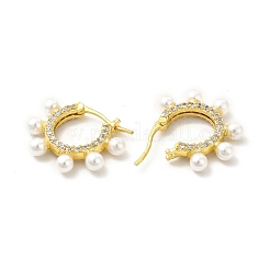 Orecchini a cerchio da donna in ottone placcato a cremagliera con micro pavé di zirconi cubici&nbsp;EJEW-H091-36G
