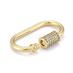 Laiton micro pave clair zircone cubique vis mousqueton charmes de verrouillage&nbsp;ZIRC-E164-10G