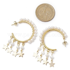 2 paire de boucles d'oreilles pendantes en forme d'étoile et de nacre bicolore&nbsp;EJEW-JE06186