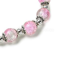 Braccialetti elastici con perline di vetro craquelé rotonde&nbsp;BJEW-JB11456-02