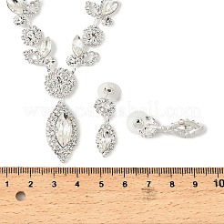 Set aus Ohrsteckern und Halsketten mit Blattmotiv aus Messing mit Strassen für Damen&nbsp;SJEW-M102-01S