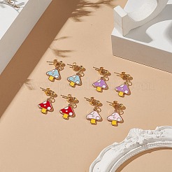 4 par de aretes colgantes de hongo esmaltados de 4 colores&nbsp;EJEW-JE05158