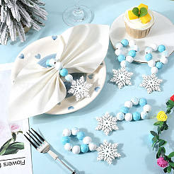 Weihnachtsserviettenringe mit Schneeflocken aus Holzperlen&nbsp;AJEW-SC00037