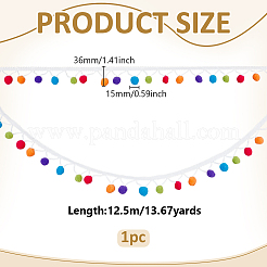 12.5 m bunte Pompon-Quastenbänder aus Polyester&nbsp;OCOR-PH0036-16A