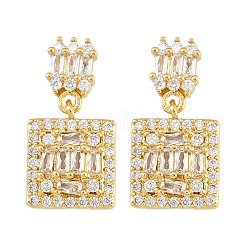 Latón micro pavé de circonio cúbico transparente cuelga aretes&nbsp;EJEW-K312-08G