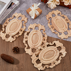 Applique onlay sculpté en bois de caoutchouc&nbsp;AJEW-WH0165-92