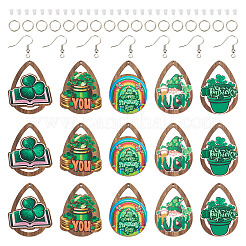 St. Patrick's Day DIY-Set zur Herstellung von tropfenförmigen Ohrringen aus Holz&nbsp;DIY-TA0009-12