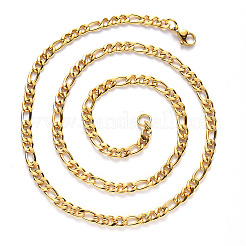 Collares de cadena Figaro de acero inoxidable 304 con revestimiento al vacío de PVD&nbsp;NJEW-S420-003B-G
