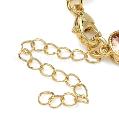 Pulseras de cadena de eslabones de circonita cúbica pavé de latón cuadrado para mujer&nbsp;BJEW-P385-08G