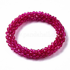 Pulseras elásticas de cuentas de vidrio transparente facetado&nbsp;BJEW-S144-002F-03