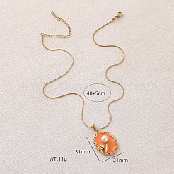 Halskette mit ovalem Anhänger aus emailliertem Edelstahl 304 und Imitationsperle&nbsp;UX2387