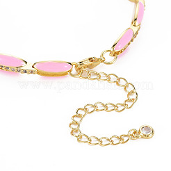 Bracciale da donna con catena a maglie in ottone micro pavé di zirconi cubici&nbsp;BJEW-T020-05G-07