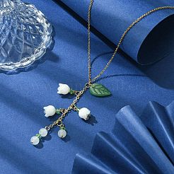 Collier pendentif fleur de vie en verre avec chaînes en acier inoxydable 304 pour femme&nbsp;NJEW-JN04433
